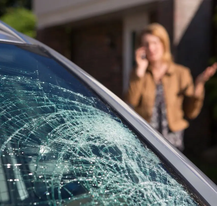 a woman car crashed